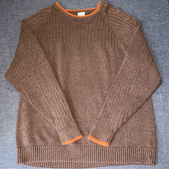 Columbia Sweater Men's XXL Cotton Knit Pullover Crew Neck Brown - Picture 1 of 7